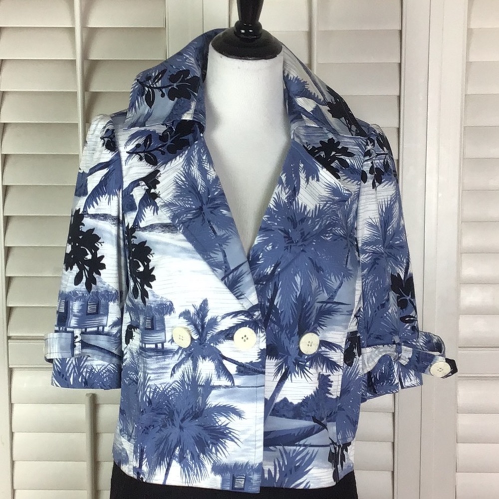 Designer Andre Oliver Casual Tropical Print Jacket Size 12